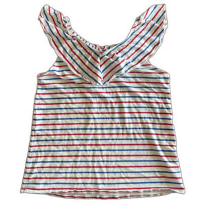 OshKosh Red White & Blue Striped Ruffle Top Girls' 10